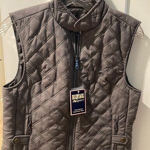 NWT! Womens S grey quilted riding sport vest